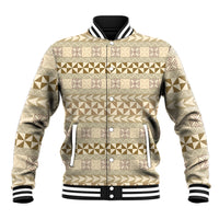 Pasifika Sataoa Pattern Simple Motif Baseball Jacket Beige Tan LT9 Unisex Beige Tan - Polynesian Pride