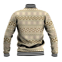 Pasifika Sataoa Pattern Simple Motif Baseball Jacket Beige Tan LT9 - Polynesian Pride