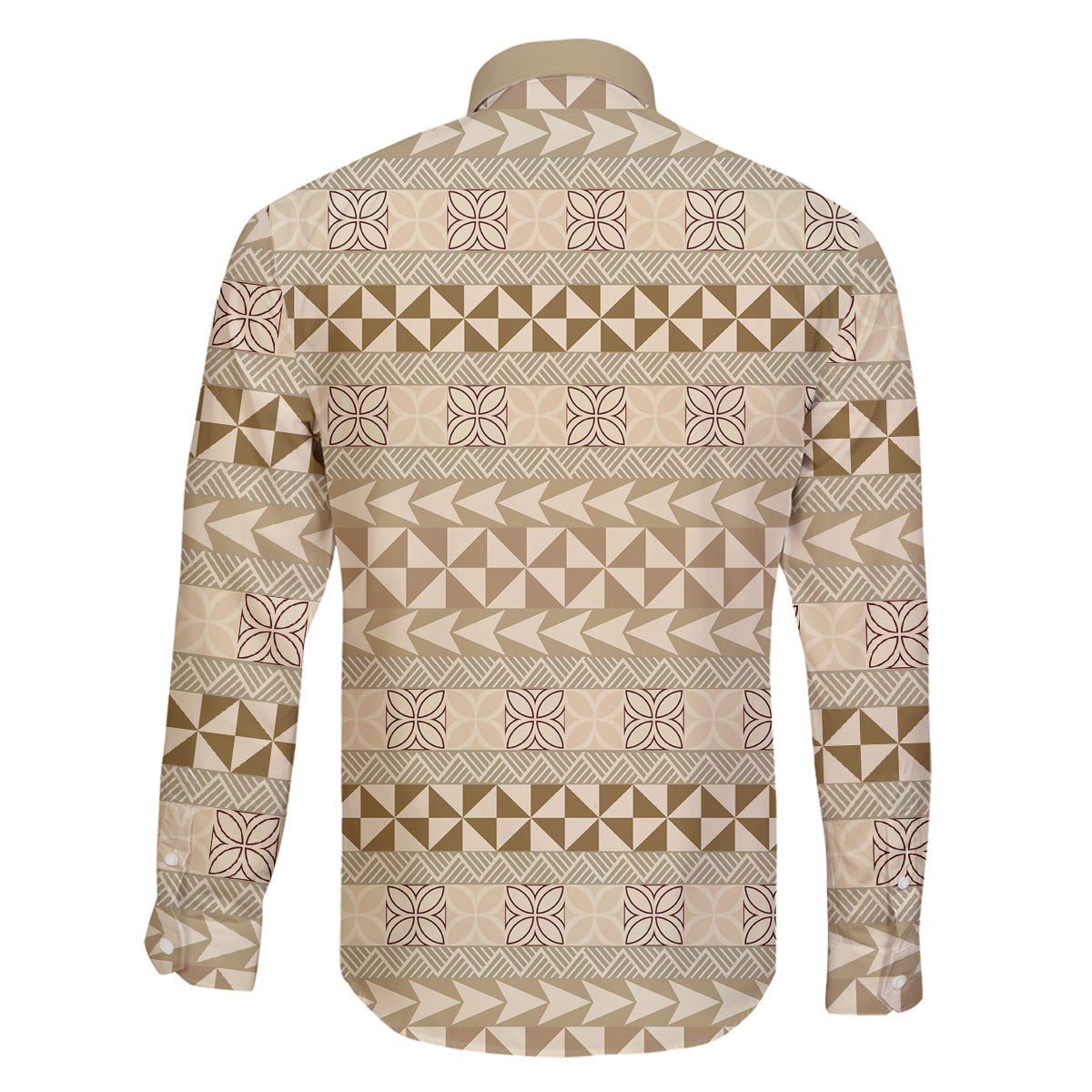 Pasifika Sataoa Pattern Simple Motif Family Matching Mermaid Dress and Hawaiian Shirt Beige Tan LT9 - Polynesian Pride