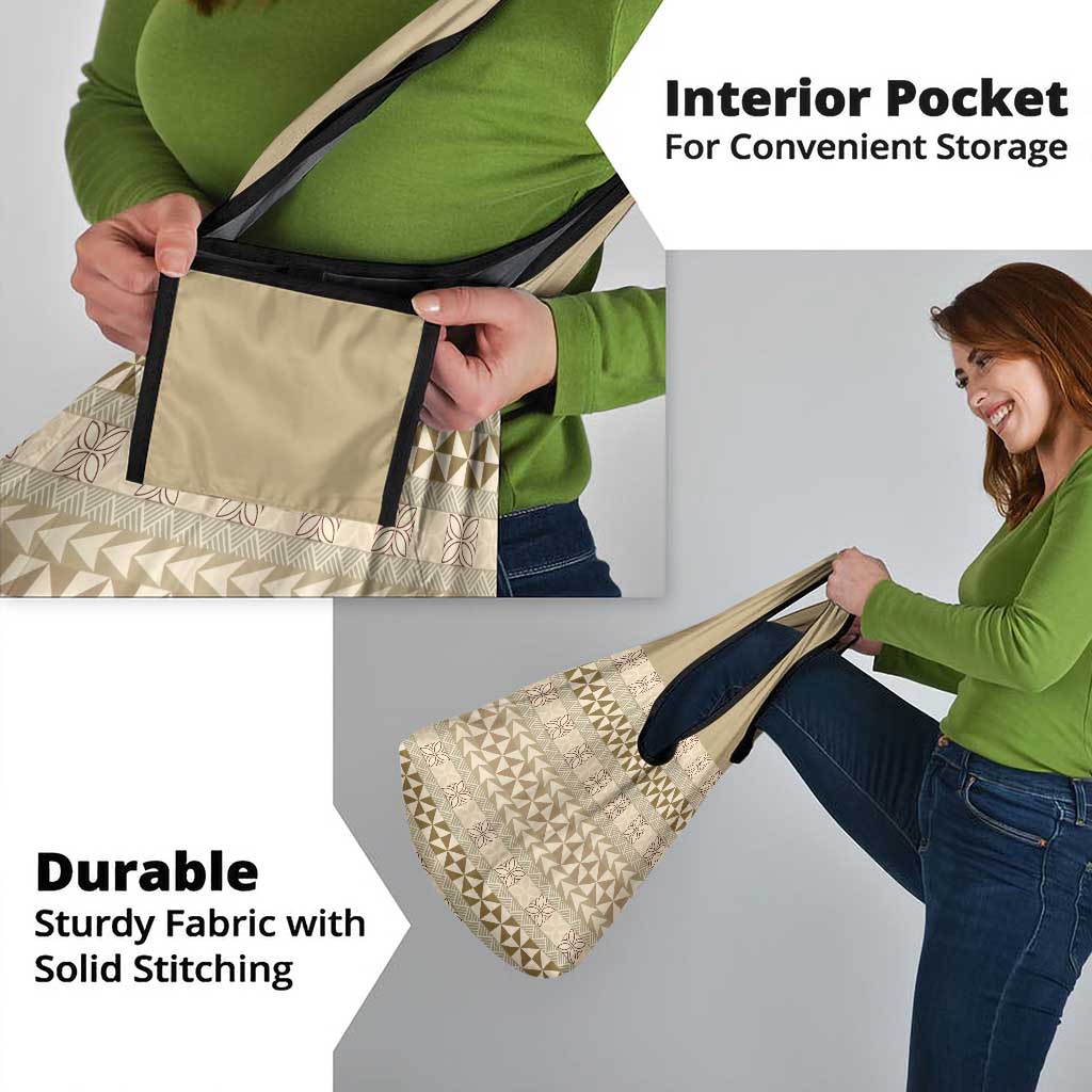 Pasifika Sataoa Pattern Simple Motif Grocery Bag Beige Tan