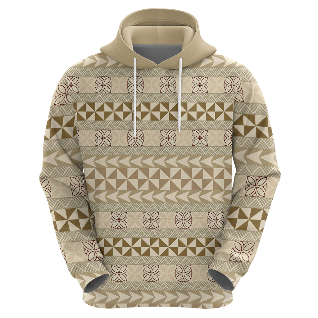 Pasifika Sataoa Pattern Simple Motif Hoodie Beige Tan LT9 - Polynesian Pride