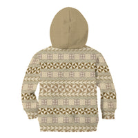Pasifika Sataoa Pattern Simple Motif Kid Hoodie Beige Tan LT9 - Polynesian Pride