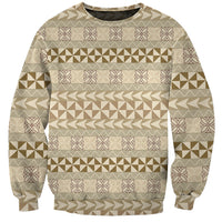 Pasifika Sataoa Pattern Simple Motif Sweatshirt Beige Tan LT9 Unisex Beige Tan - Polynesian Pride