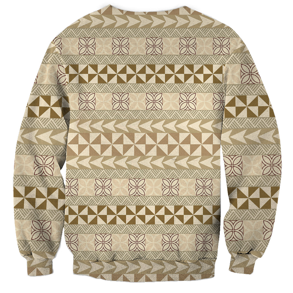 Pasifika Sataoa Pattern Simple Motif Sweatshirt Beige Tan LT9 - Polynesian Pride