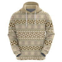 Pasifika Sataoa Pattern Simple Motif Zip Hoodie Beige Tan LT9 - Polynesian Pride