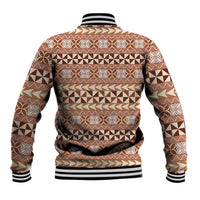 Pasifika Sataoa Pattern Simple Motif Baseball Jacket Brown Beige Tan LT9 - Polynesian Pride