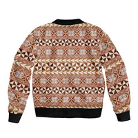 Pasifika Sataoa Pattern Simple Motif Bomber Jacket Brown Beige Tan LT9 - Polynesian Pride