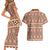 Pasifika Sataoa Pattern Simple Motif Couples Matching Short Sleeve Bodycon Dress and Hawaiian Shirt Brown Beige Tan LT9 - Polynesian Pride