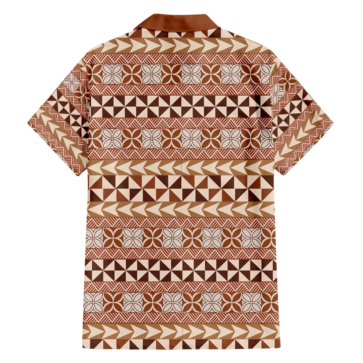 Pasifika Sataoa Pattern Simple Motif Family Matching Off Shoulder Maxi Dress and Hawaiian Shirt Brown Beige Tan LT9 - Polynesian Pride