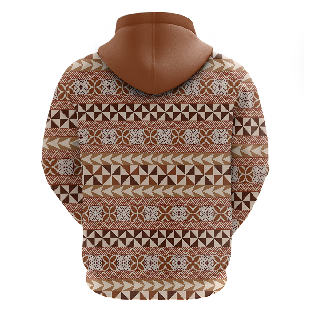 Pasifika Sataoa Pattern Simple Motif Hoodie Brown Beige Tan LT9 - Polynesian Pride