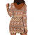 Pasifika Sataoa Pattern Simple Motif Hoodie Dress Brown Beige Tan LT9 - Polynesian Pride