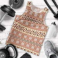 Pasifika Sataoa Pattern Simple Motif Men Tank Top Brown Beige Tan LT9 - Polynesian Pride