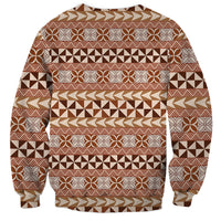 Pasifika Sataoa Pattern Simple Motif Sweatshirt Brown Beige Tan LT9 - Polynesian Pride