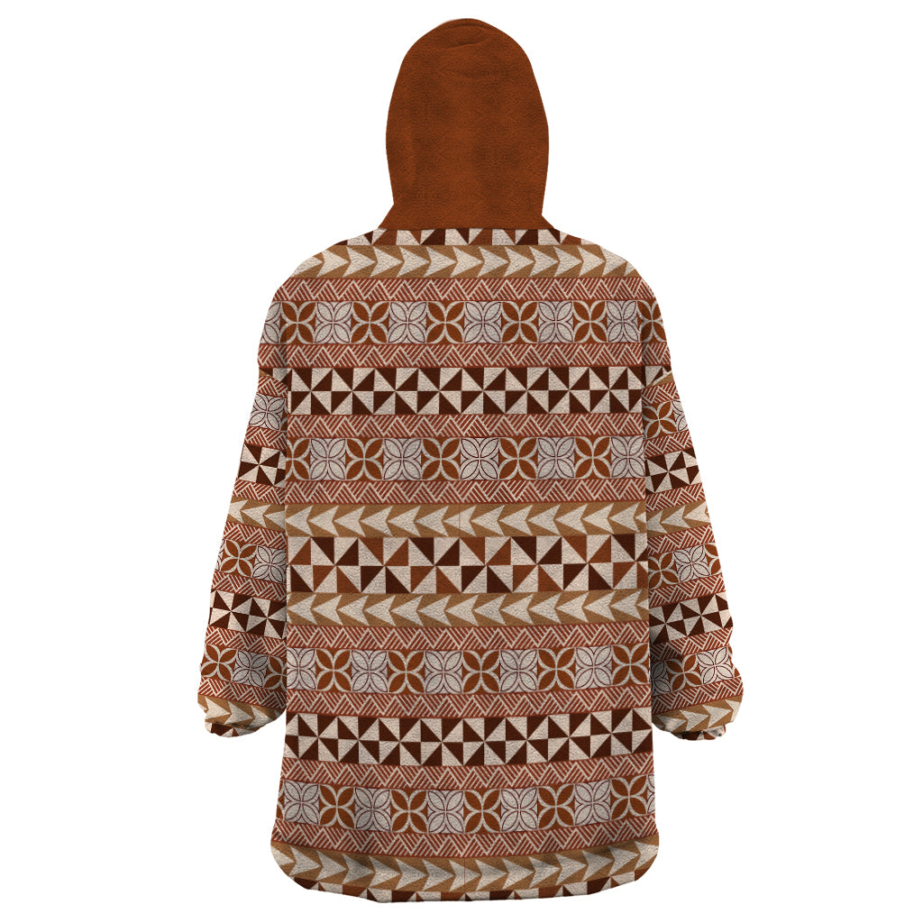 Pasifika Sataoa Pattern Simple Motif Wearable Blanket Hoodie Brown Beige Tan LT9 - Polynesian Pride