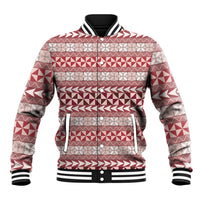 Pasifika Sataoa Pattern Simple Motif Baseball Jacket Cherry LT9 Unisex Cherry - Polynesian Pride
