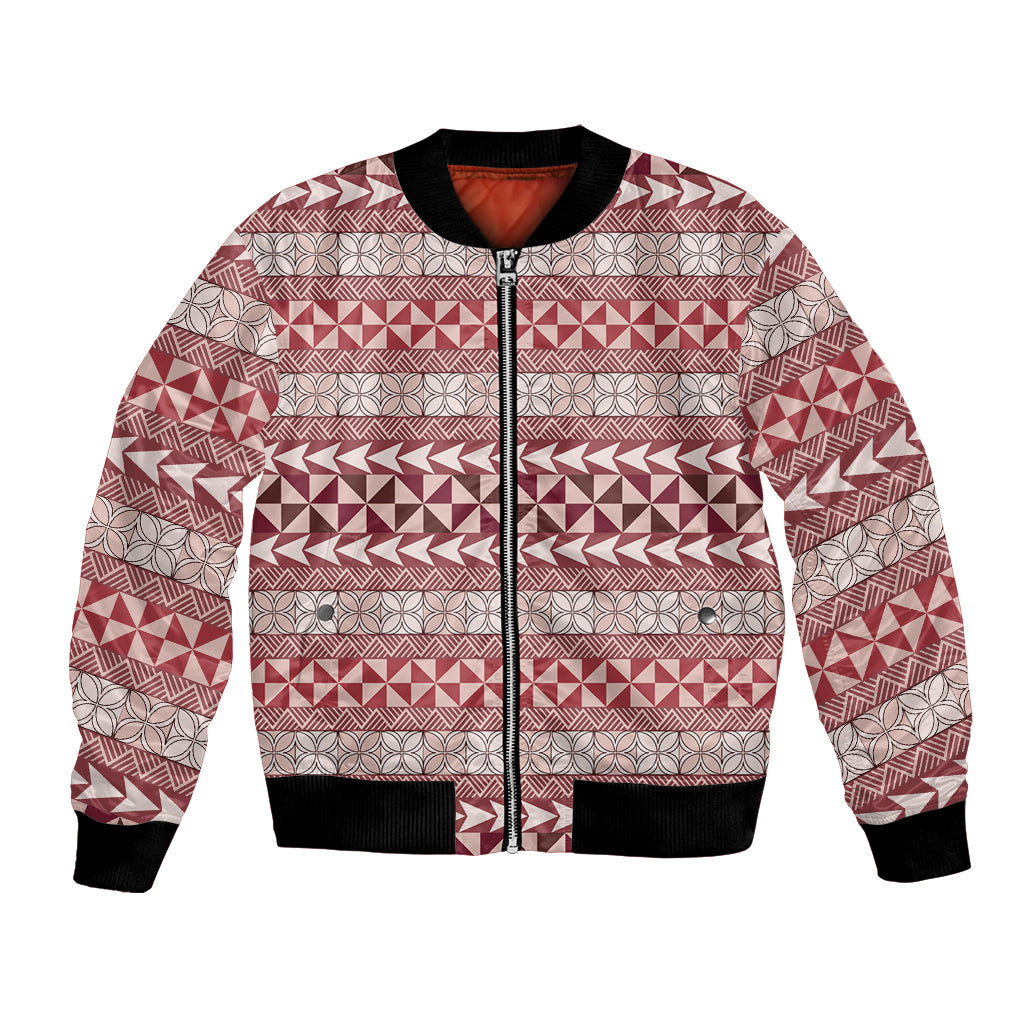 Pasifika Sataoa Pattern Simple Motif Bomber Jacket Cherry LT9 Unisex Cherry - Polynesian Pride