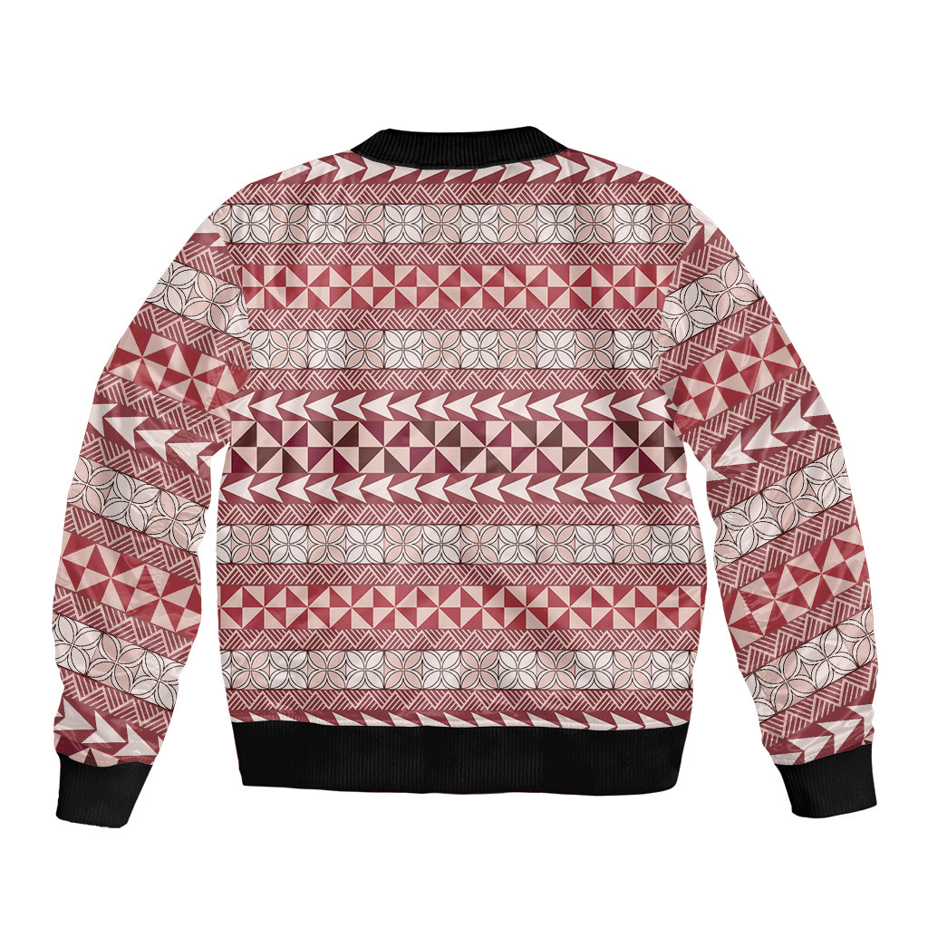 Pasifika Sataoa Pattern Simple Motif Bomber Jacket Cherry LT9 - Polynesian Pride