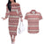 Pasifika Sataoa Pattern Simple Motif Couples Matching Off The Shoulder Long Sleeve Dress and Hawaiian Shirt Cherry LT9 Cherry - Polynesian Pride