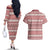 Pasifika Sataoa Pattern Simple Motif Couples Matching Off The Shoulder Long Sleeve Dress and Hawaiian Shirt Cherry LT9 - Polynesian Pride