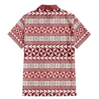 Pasifika Sataoa Pattern Simple Motif Family Matching Mermaid Dress and Hawaiian Shirt Cherry LT9 - Polynesian Pride