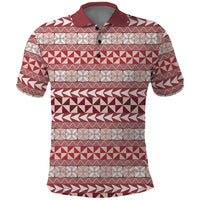 Pasifika Sataoa Pattern Simple Motif Polo Shirt Cherry LT9 Cherry - Polynesian Pride