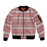 Pasifika Sataoa Pattern Simple Motif Sleeve Zip Bomber Jacket Cherry LT9 Unisex Cherry - Polynesian Pride