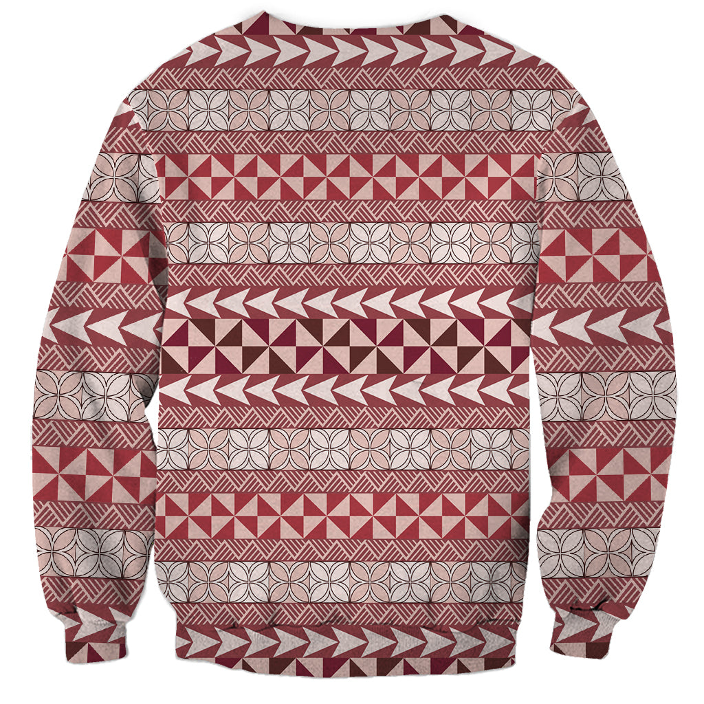 Pasifika Sataoa Pattern Simple Motif Sweatshirt Cherry LT9 - Polynesian Pride