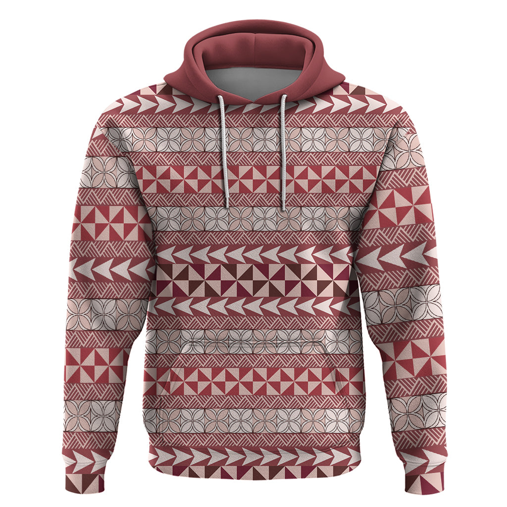 Pasifika Sataoa Pattern Simple Motif Zip Hoodie Cherry LT9 Pullover Hoodie Cherry - Polynesian Pride