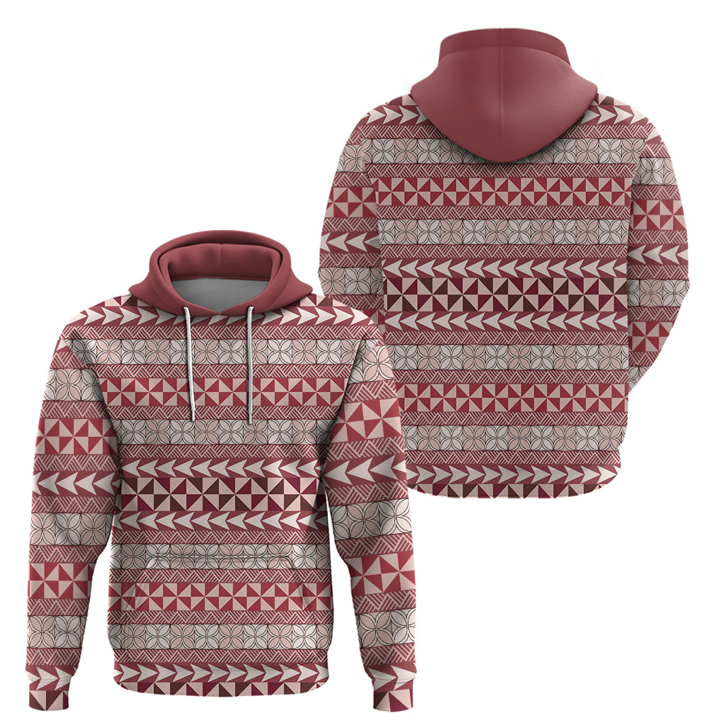Pasifika Sataoa Pattern Simple Motif Zip Hoodie Cherry LT9 - Polynesian Pride