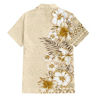 Pasifika Sataoa Pattern Plumeria Vintage Family Matching Puletasi and Hawaiian Shirt Beige Tan LT9 - Polynesian Pride