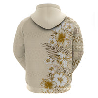 Pasifika Sataoa Pattern Plumeria Vintage Hoodie Beige Tan LT9 - Polynesian Pride