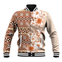 Pasifika Sataoa Pattern Plumeria Vintage Baseball Jacket Brown Beige Tan LT9 Unisex Brown - Polynesian Pride