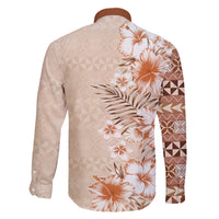 Pasifika Sataoa Pattern Plumeria Vintage Family Matching Mermaid Dress and Hawaiian Shirt Brown Beige Tan LT9 - Polynesian Pride