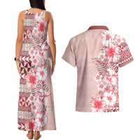 Pasifika Sataoa Pattern Plumeria Vintage Couples Matching Tank Maxi Dress and Hawaiian Shirt Cherry LT9 - Polynesian Pride