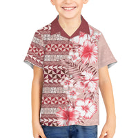 Pasifika Sataoa Pattern Plumeria Vintage Kid Hawaiian Shirt Cherry LT9 Kid Cherry - Polynesian Pride