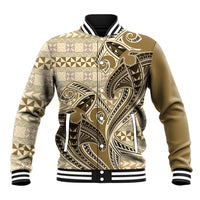 Vintage Hammerhead Shark Valentine Day Baseball Jacket Pasifika Sataoa Pattern - Beige Tan LT9 Unisex Beige Tan - Polynesian Pride