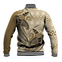 Vintage Hammerhead Shark Valentine Day Baseball Jacket Pasifika Sataoa Pattern - Beige Tan LT9 - Polynesian Pride
