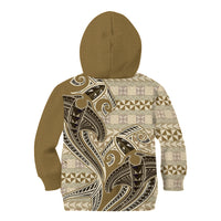 Vintage Hammerhead Shark Valentine Day Kid Hoodie Pasifika Sataoa Pattern - Beige Tan LT9 - Polynesian Pride
