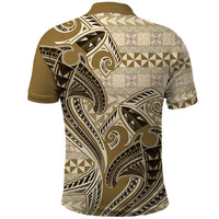 Vintage Hammerhead Shark Valentine Day Polo Shirt Pasifika Sataoa Pattern - Beige Tan LT9 - Polynesian Pride