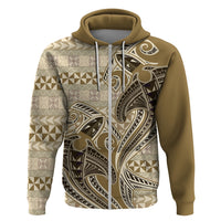 Vintage Hammerhead Shark Valentine Day Zip Hoodie Pasifika Sataoa Pattern - Beige Tan LT9 Zip Hoodie Beige Tan - Polynesian Pride