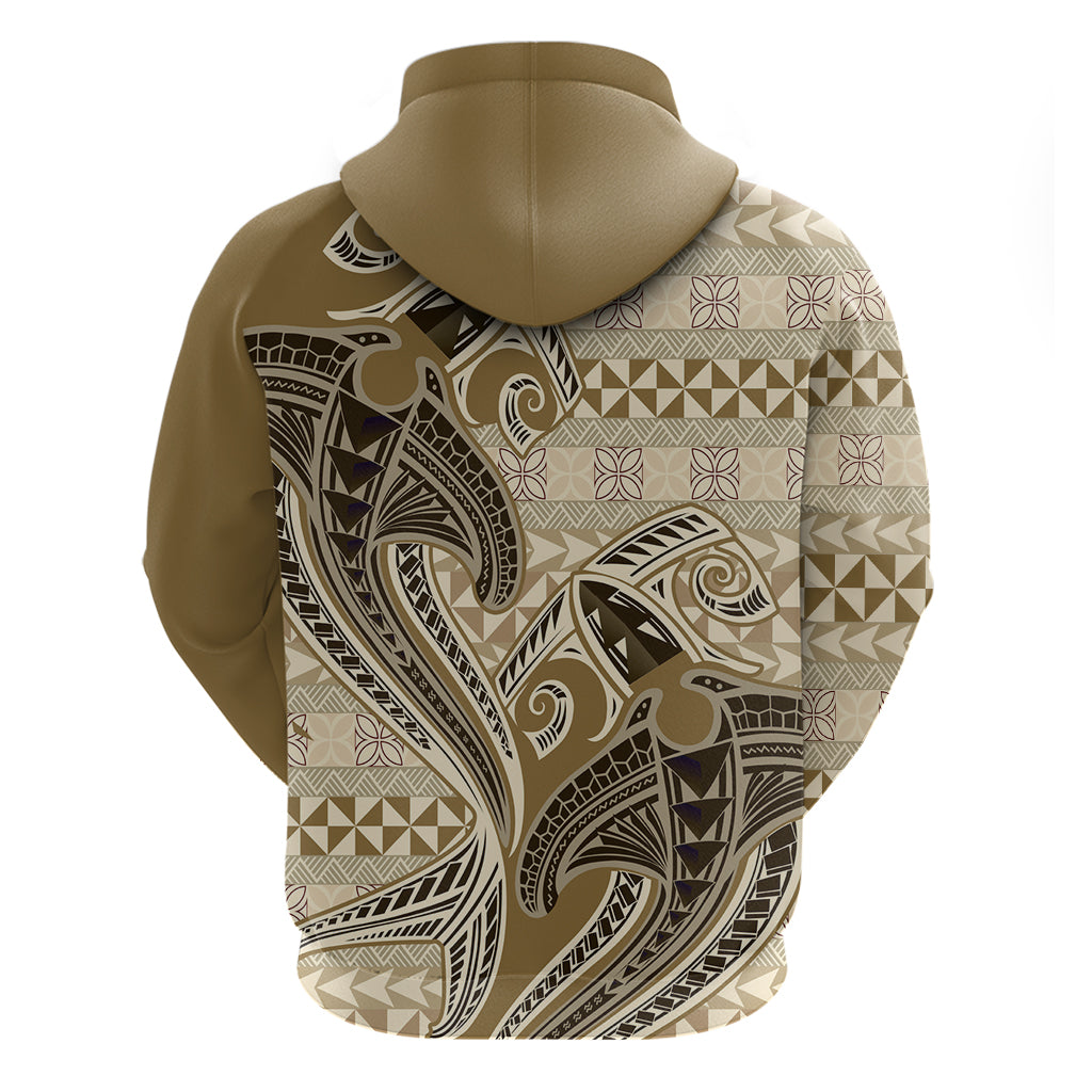 Vintage Hammerhead Shark Valentine Day Zip Hoodie Pasifika Sataoa Pattern - Beige Tan LT9 - Polynesian Pride