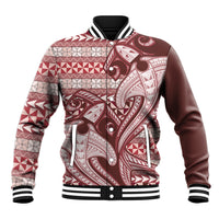 Vintage Hammerhead Shark Valentine Day Baseball Jacket Pasifika Sataoa Pattern - Cherry LT9 Unisex Cherry - Polynesian Pride