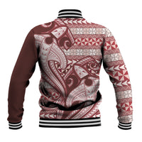 Vintage Hammerhead Shark Valentine Day Baseball Jacket Pasifika Sataoa Pattern - Cherry LT9 - Polynesian Pride