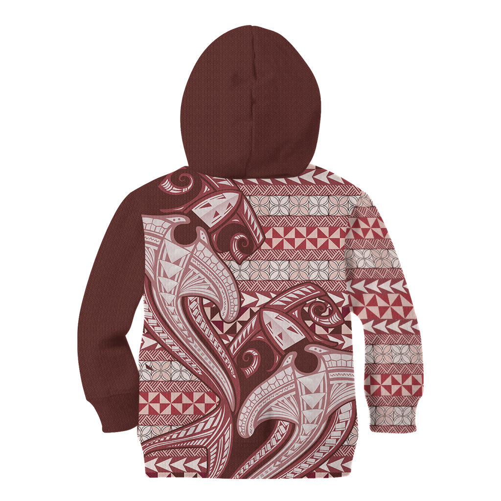 Vintage Hammerhead Shark Valentine Day Kid Hoodie Pasifika Sataoa Pattern - Cherry LT9 - Polynesian Pride