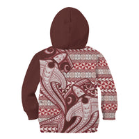 Vintage Hammerhead Shark Valentine Day Kid Hoodie Pasifika Sataoa Pattern - Cherry LT9 - Polynesian Pride