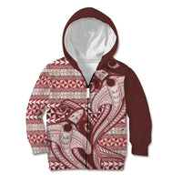 Vintage Hammerhead Shark Valentine Day Kid Hoodie Pasifika Sataoa Pattern - Cherry LT9 Zip Hoodie Cherry - Polynesian Pride