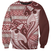 Vintage Hammerhead Shark Valentine Day Sweatshirt Pasifika Sataoa Pattern - Cherry LT9 Unisex Cherry - Polynesian Pride