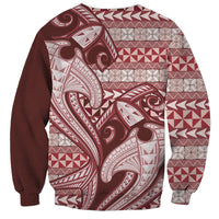 Vintage Hammerhead Shark Valentine Day Sweatshirt Pasifika Sataoa Pattern - Cherry LT9 - Polynesian Pride