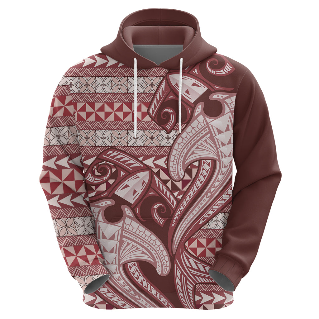 Vintage Hammerhead Shark Valentine Day Zip Hoodie Pasifika Sataoa Pattern - Cherry LT9 - Polynesian Pride