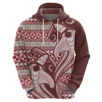 Vintage Hammerhead Shark Valentine Day Zip Hoodie Pasifika Sataoa Pattern - Cherry LT9 - Polynesian Pride